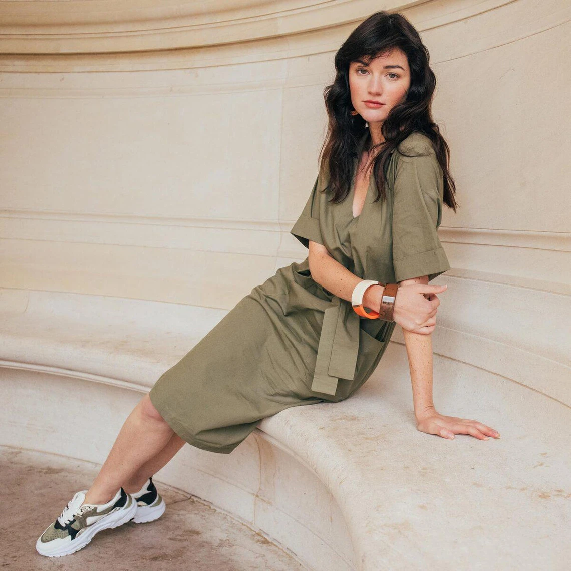 Robe Manches Courtes Ceinturée En Popeline Catherine Réédition | 3 SUISSES 3 Robe Manches Courtes Ceinturée En Popeline Catherine Réédition | 3 SUISSES