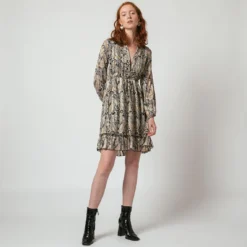 Robe Manches Longues Imprimée Cachemire Lola | Robe Courte 3 SUISSES -Promos Robe Mirage Magasin robe manches longues imprimee cachemire lola 1237975 1 1140x1140