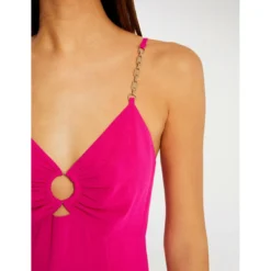 MORGAN Robe Midi évasée Bretelles Chaînes | 3 SUISSES -Promos Robe Mirage Magasin robe midi evasee bretelles chaines rose fonce 3473948 6855538 38 1140x1140