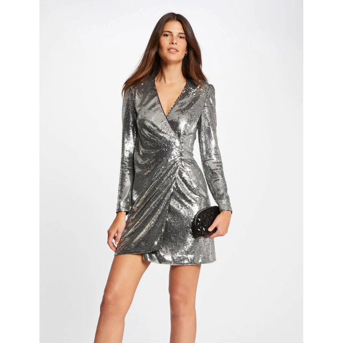 MORGAN Robe Portefeuille à Sequins ARGENTE | 3 SUISSES 3 MORGAN Robe Portefeuille à Sequins ARGENTE | 3 SUISSES