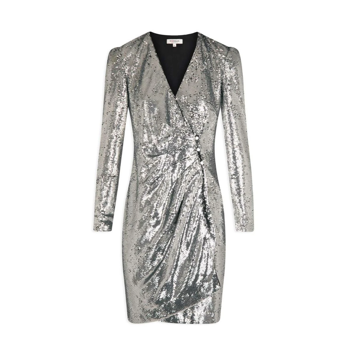 MORGAN Robe Portefeuille à Sequins ARGENTE | 3 SUISSES 5 MORGAN Robe Portefeuille à Sequins ARGENTE | 3 SUISSES – Image 3