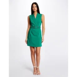 MORGAN Robe Portefeuille Ceinturée Sans Manches | 3 SUISSES -Promos Robe Mirage Magasin robe portefeuille ceinturee sans manches vert 3516950 7019582 82 1140x1140