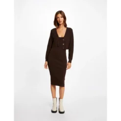 MORGAN Robe Pull Ajustée 2-en-1 | 3 SUISSES -Promos Robe Mirage Magasin robe pull ajustee 2 en 1 marron fonce 3408536 6476760 60 1140x1140
