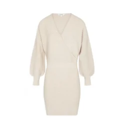 MORGAN Robe Pull Ajustée à Col Effet Croisé | 3 SUISSES -Promos Robe Mirage Magasin robe pull ajustee a col effet croise beige 3409006 6478552 52 1140x1140