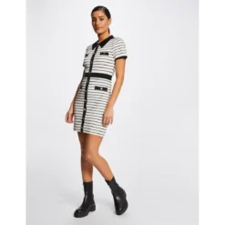 MORGAN Robe Pull Ajustée à Rayures | 3 SUISSES -Promos Robe Mirage Magasin robe pull ajustee a rayures ecru 3507516 6981704 4 1140x1140