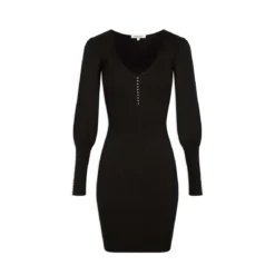 MORGAN Robe Pull Ajustée Avec Col En V | 3 SUISSES -Promos Robe Mirage Magasin robe pull ajustee avec col en v noir 3408980 6553154 54 1140x1140