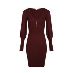 MORGAN Robe Pull Ajustée Avec Col En V | 3 SUISSES -Promos Robe Mirage Magasin robe pull ajustee avec col en v prune 3408984 6553174 74 1140x1140