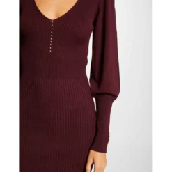 MORGAN Robe Pull Ajustée Avec Col En V | 3 SUISSES -Promos Robe Mirage Magasin robe pull ajustee avec col en v prune 3408984 6553176 76 1140x1140