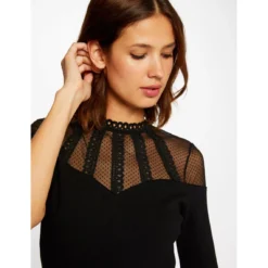 MORGAN Robe Pull Ajustée Avec Col Rond | 3 SUISSES -Promos Robe Mirage Magasin robe pull ajustee avec col rond noir 3409176 6479234 34 1140x1140