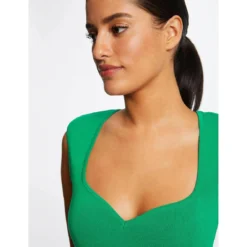 MORGAN Robe Pull Ajustée Encolure Coeur | 3 SUISSES -Promos Robe Mirage Magasin robe pull ajustee encolure coeur vert moyen 3507906 6983530 30 1140x1140