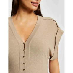 MORGAN Robe Pull Ajustée Manches Courtes | 3 SUISSES -Promos Robe Mirage Magasin robe pull ajustee manches courtes taupe 3507672 6982422 22 1140x1140