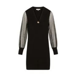 MORGAN Robe Pull Droite à Manches En Dentelle | 3 SUISSES -Promos Robe Mirage Magasin robe pull droite a manches en dentelle noir 3408534 6476752 52 1140x1140