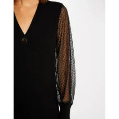 MORGAN Robe Pull Droite à Manches En Dentelle | 3 SUISSES -Promos Robe Mirage Magasin robe pull droite a manches en dentelle noir 3408534 6476756 56 1140x1140