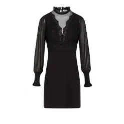 MORGAN Robe Pull Droite Avec Dentelle | 3 SUISSES -Promos Robe Mirage Magasin robe pull droite avec dentelle noir 3408448 6476406 6 1140x1140