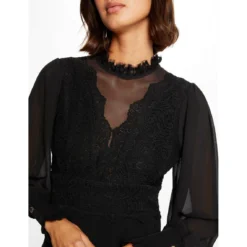 MORGAN Robe Pull Droite Avec Dentelle | 3 SUISSES -Promos Robe Mirage Magasin robe pull droite avec dentelle noir 3408448 6476412 12 1140x1140