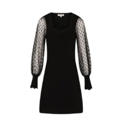 MORGAN Robe Pull Droite Manches En Dentelle | 3 SUISSES -Promos Robe Mirage Magasin robe pull droite manches en dentelle noir 3408754 6477490 90 1140x1140