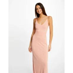 MORGAN Robe Pull Longue Ajustée à Bretelles | 3 SUISSES -Promos Robe Mirage Magasin robe pull longue ajustee a bretelles rose moyen 3508176 6984684 84 1140x1140