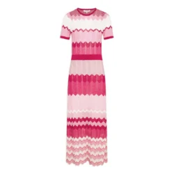 MORGAN Robe Pull Longue Droite Imprimé Chevron | 3 SUISSES -Promos Robe Mirage Magasin robe pull longue droite imprime chevron rose fonce 3507926 6983638 38 1140x1140