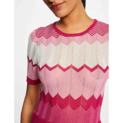 MORGAN Robe Pull Longue Droite Imprimé Chevron | 3 SUISSES -Promos Robe Mirage Magasin robe pull longue droite imprime chevron rose fonce 3507926 6983644 44 1140x1140