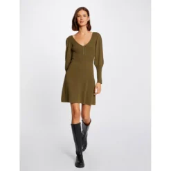 MORGAN Robe Pull Patineuse Avec Col En V | 3 SUISSES -Promos Robe Mirage Magasin robe pull patineuse avec col en v vert moyen 3408974 6478398 98 1140x1140