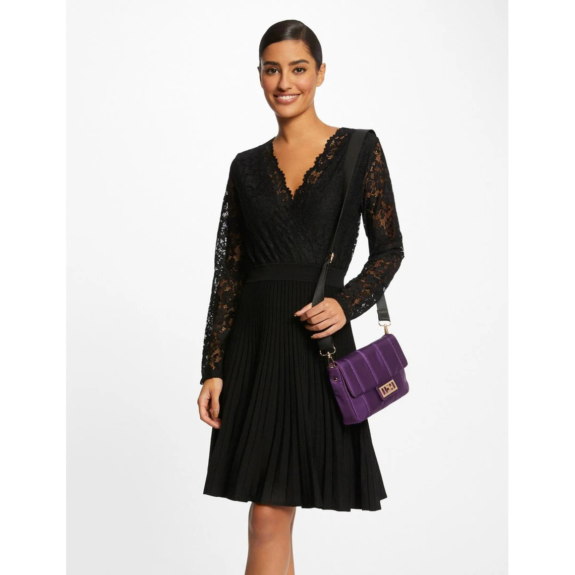 MORGAN Robe Pull Trapèze Avec Dentelle NOIR | 3 SUISSES 3 MORGAN Robe Pull Trapèze Avec Dentelle NOIR | 3 SUISSES