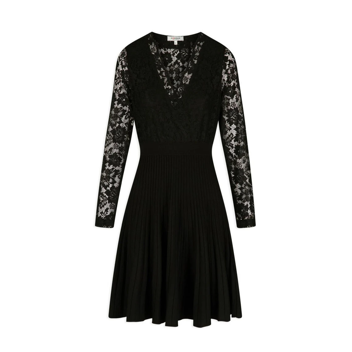 MORGAN Robe Pull Trapèze Avec Dentelle NOIR | 3 SUISSES 5 MORGAN Robe Pull Trapèze Avec Dentelle NOIR | 3 SUISSES – Image 3