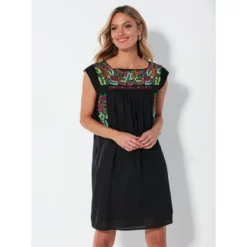 Robe Sans Manches Brodée Multicolore | 3 SUISSES -Promos Robe Mirage Magasin robe sans manches brodee multicolore 3515074 7008274 74 1140x1140