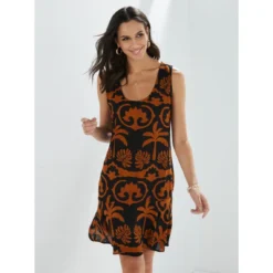 Robe Sans Manches En Crêpe Imprimé Bambou | 3 SUISSES -Promos Robe Mirage Magasin robe sans manches en crepe imprime bambou 3515096 7008362 62 1140x1140