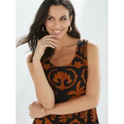 Robe Sans Manches En Crêpe Imprimé Bambou | 3 SUISSES -Promos Robe Mirage Magasin robe sans manches en crepe imprime bambou 3515096 7008366 66 1140x1140